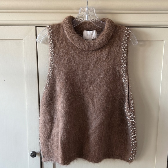 Chocolate Brown Embellished Knit Vest - Picture 2 of 5